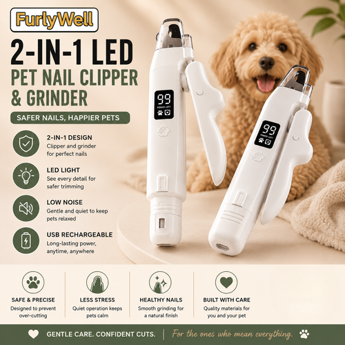 FurlyWell Glow | 2-in-1 LED Nail Clipper & Grinder