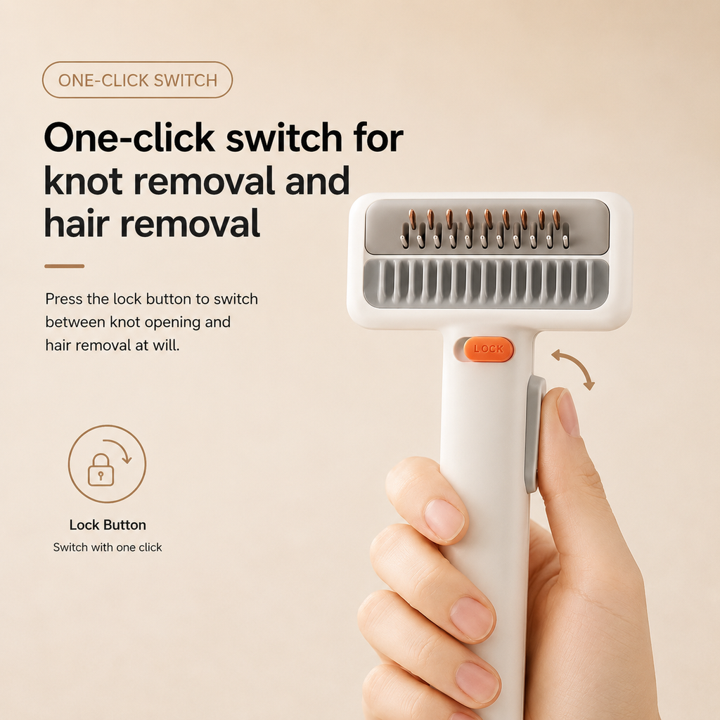 FurlyWell Renew | 3-in-1 Self-Cleaning Grooming Comb