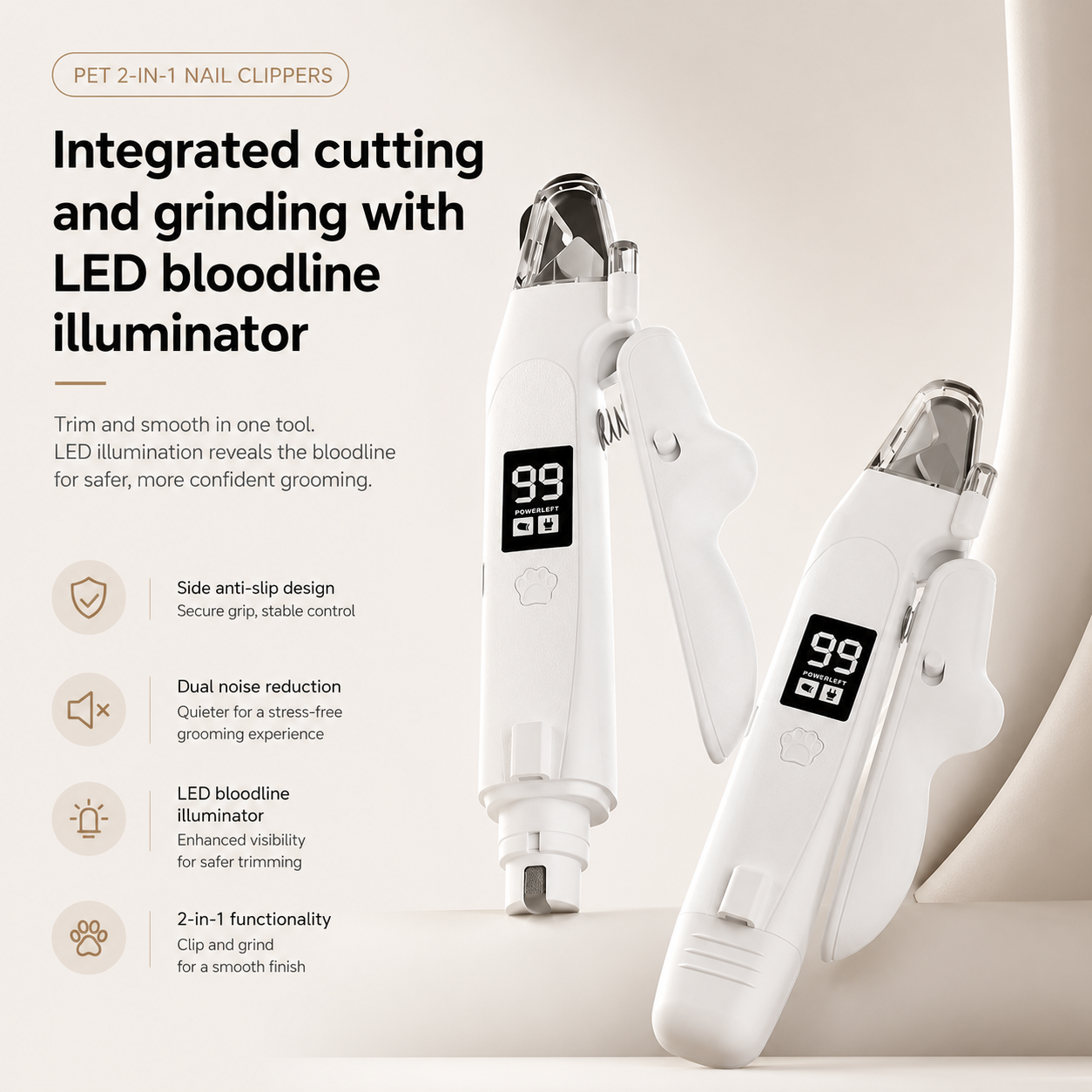 FurlyWell Glow | 2-in-1 LED Nail Clipper & Grinder