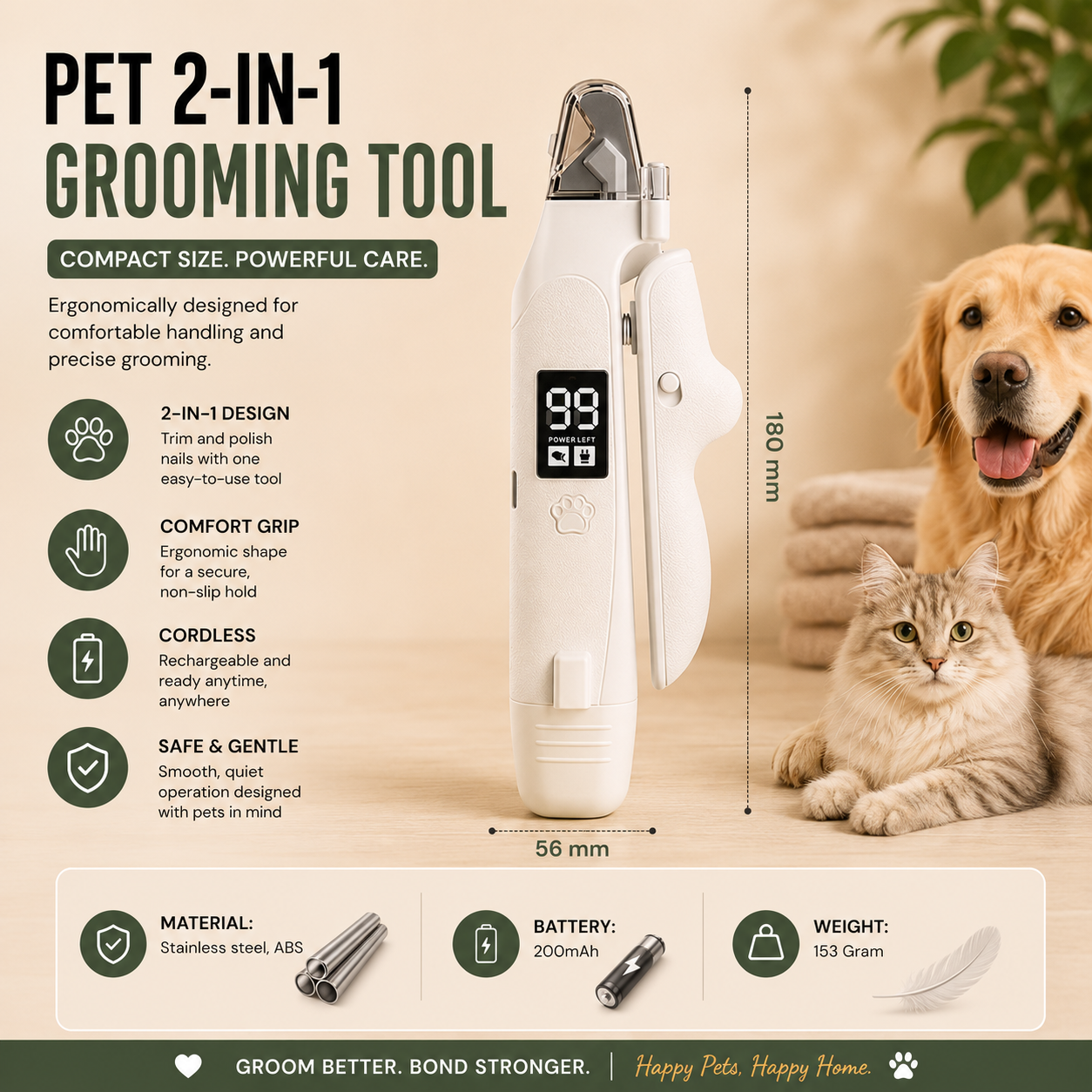FurlyWell Glow | 2-in-1 LED Nail Clipper & Grinder
