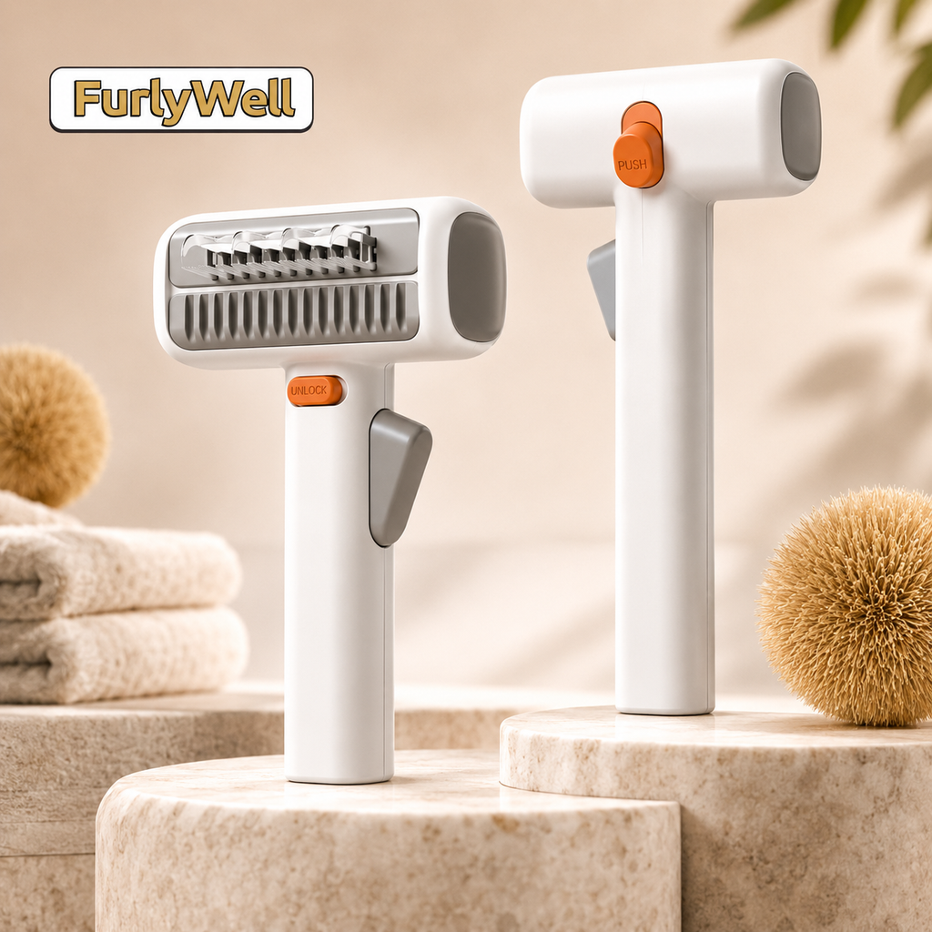 FurlyWell Renew | 3-in-1 Self-Cleaning Grooming Comb
